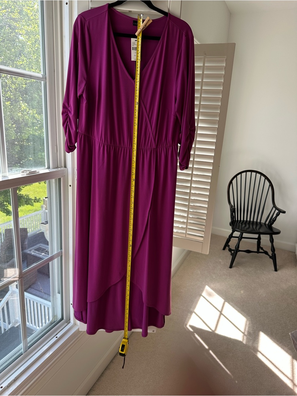 Lane Bryant Magenta Faux-Wrap High-Low Midi Dress - Picture 7 of 15